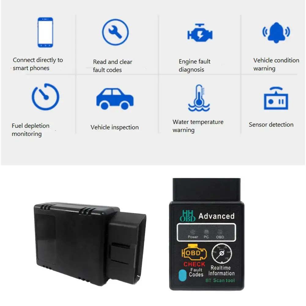 Bluetooth-Compatible Car OBD2 Scanner Elm327 V1.5 Code Reader OBDII Diagnostic Tool Diagnosis Scanner for Android IOS Windows