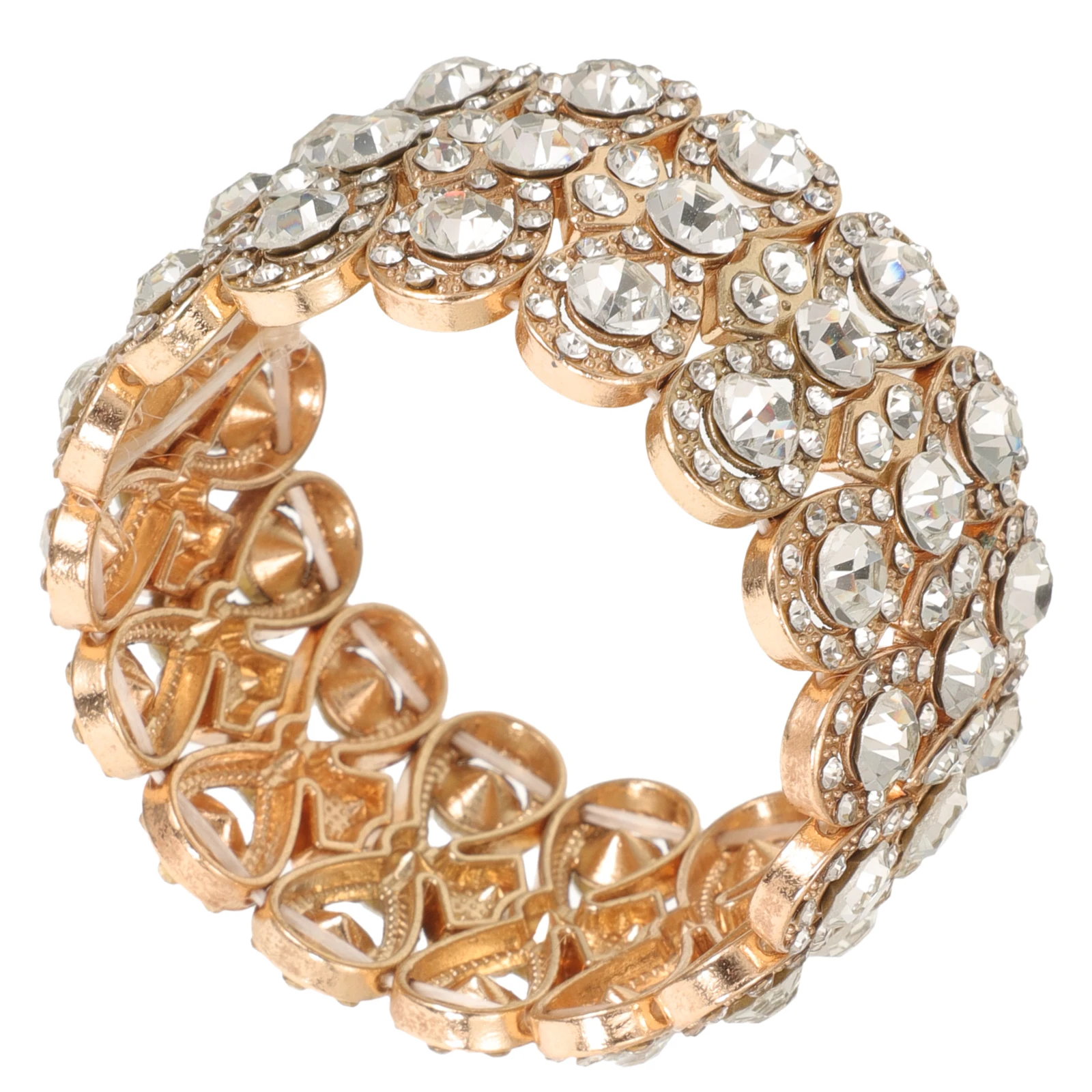 

Elegant Rhinestone Pearl Bracelet Stretch Flower Design Charm Bracelet For Women Bridal Wedding Party Jewelry Rose Gold Color