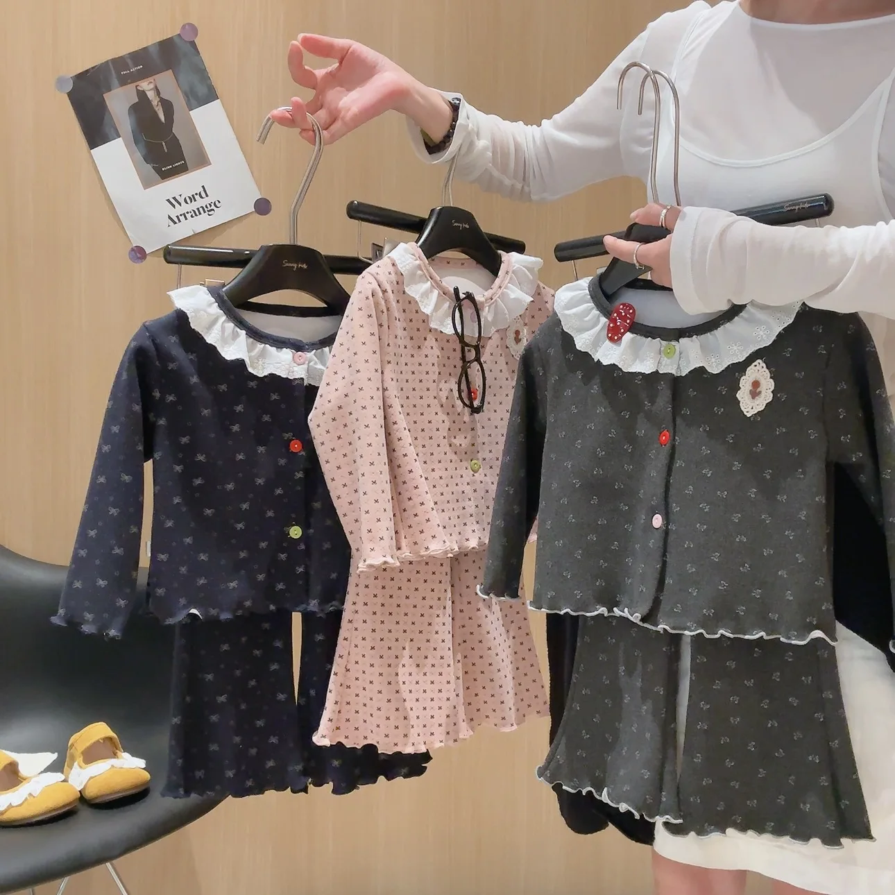 Kids' Sets and Outfits 1-9T 2026 Kids' Clothes Autumn Thin Fleece Girl Outfits Sweet Lace Bow Children Clothes Girl