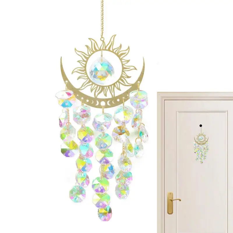 Creative Crystal S-uncatcher Hanging Wind Chime Flame Sun Moon Star Decorative Sun Catcher To Hang Rainbow Maker Glass Prisms