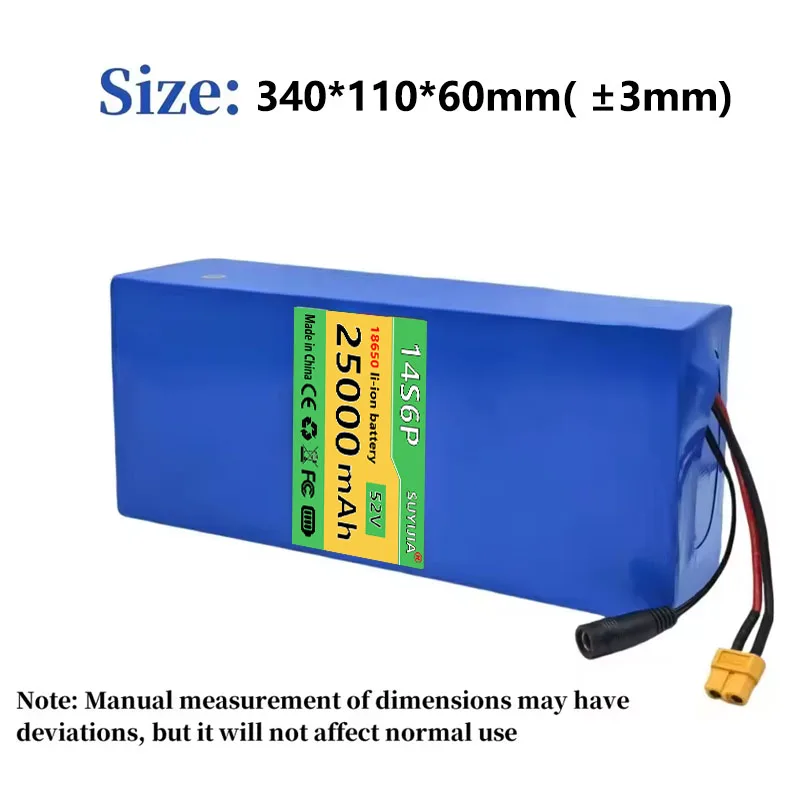 New 52V 25Ah 18650 Lithium Battery Pack 14S6P Built-in20A Balanced 1500W High-power Electric Tool Backup Battery for Zero 10/10x