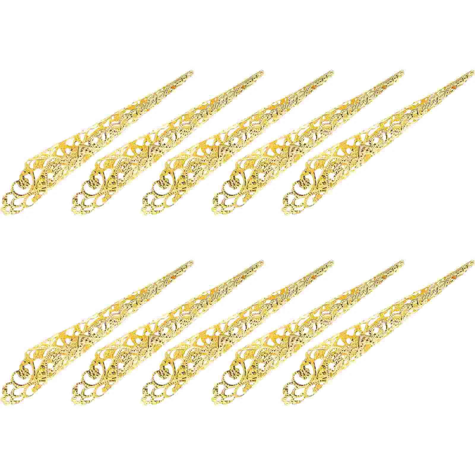 

10 Pcs Hollow Design Long Nail Claw Vintage Finger Claws Fake Nails Women Party Costume Accessories Material Breathable