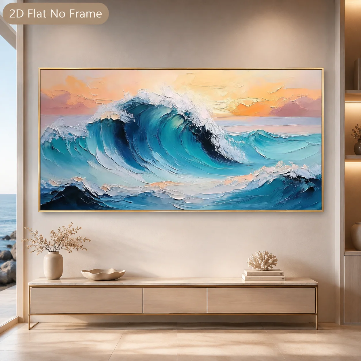 Large Size Wall Art Canvas Prints Sunset Over Ocean Waves Prints Posters For Living Room Gallery Bendroom Landscape Paintings