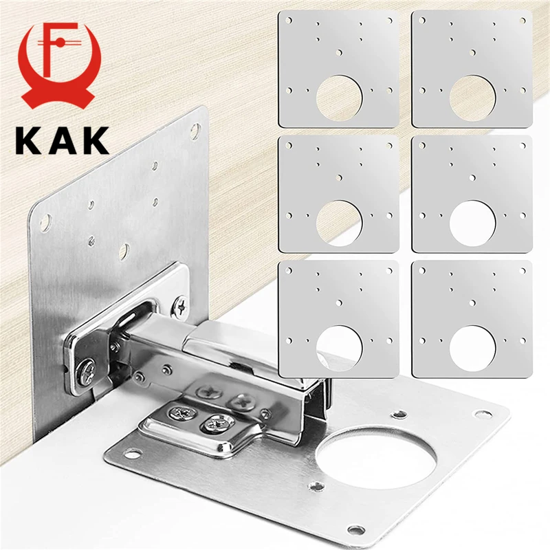 

KAK 8pcs Hinge Repair Plate Brushed Stainless Steel Cabinet Hinge Fixing Plate Bracket Kit with Mounting Screws Door Hardware