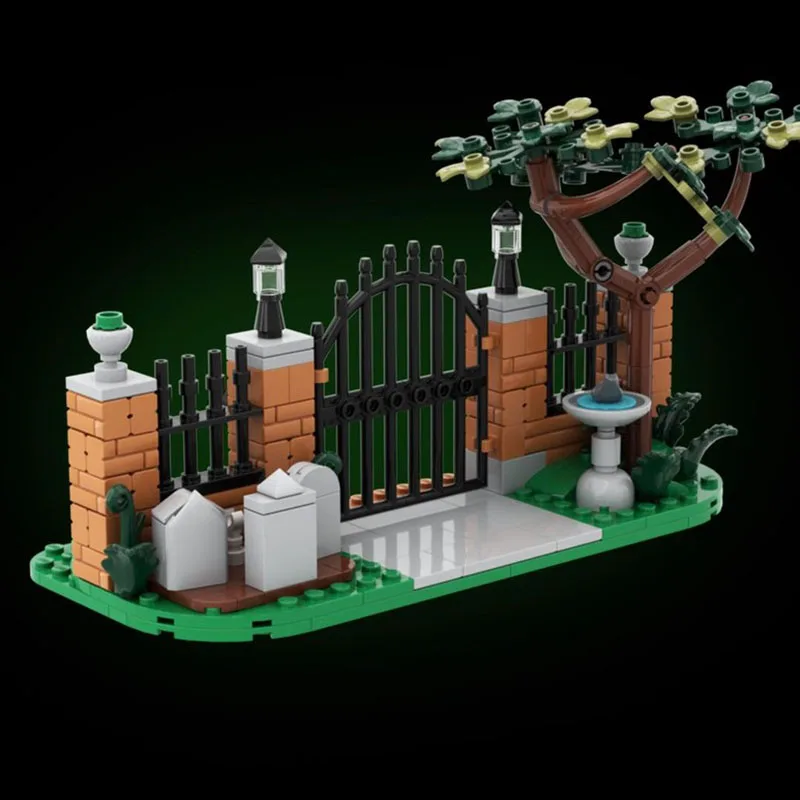 Moc Building Bricks Modular Front Gate - The Haunted Mansion Model Technology Blocks Christmas DIY Toy Construction Gifts