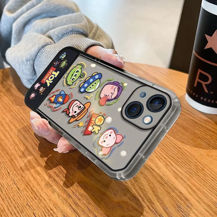 Aoger Sanrio Cinnamoroll Toy Story invisible bracket soft shell Phone Case for iPhone 14 12 13 11 Pro Max 7 Funda Liquid Cover