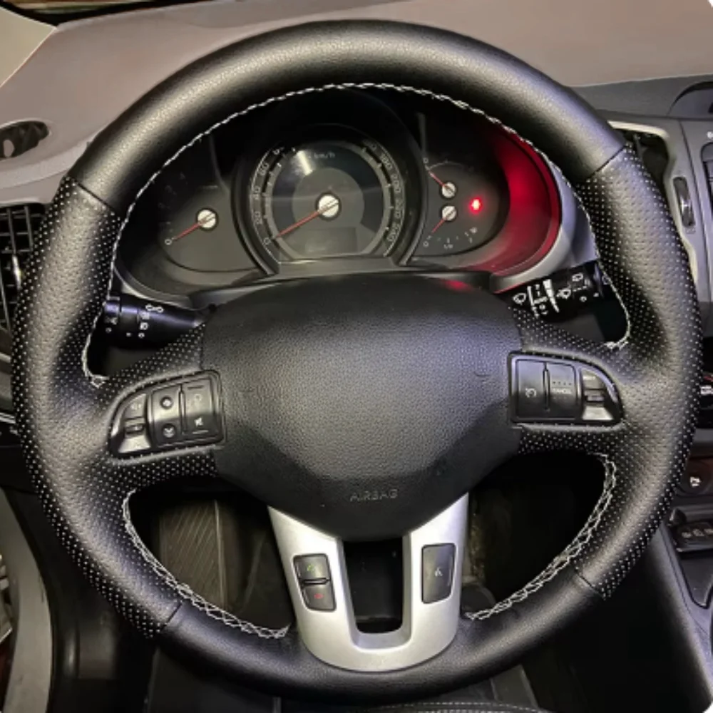 

Черный автомобильный чехол на руль, кожа из микрофибры «сделай сам» для Kia Sportage 3 2011-2014 Kia Ceed Cee'd 2010-2012, автоаксессуары