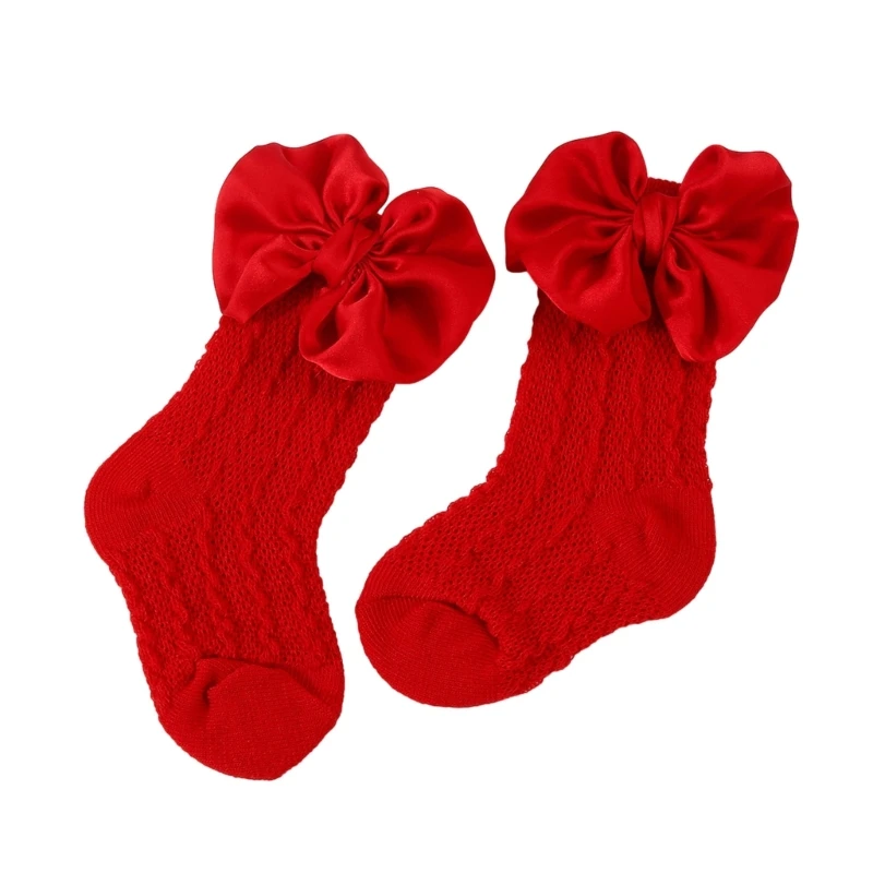 Trendy Baby Headband/Socks Solid Color Girls Length Socks with Bowknot Embellishment Fashionable Hair Accessory