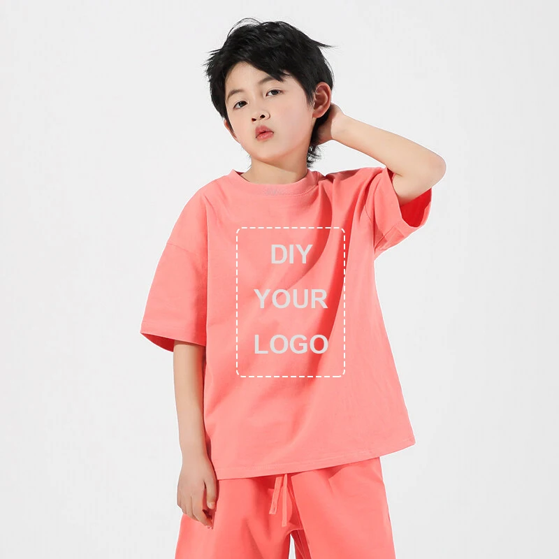 Customized LOGO Polo Shirt Children Summer Shorts Sleeve T-Shirt Clothes Luxury Children's Tee Shirt Print LOGO 245GSM