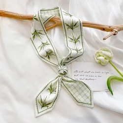 2025 Green Bag Imitation Silk Scarf Small Long Girls Narrow Streamer Headband Senior Sense Tie Bag Ribbon Belt Scarf Decoration