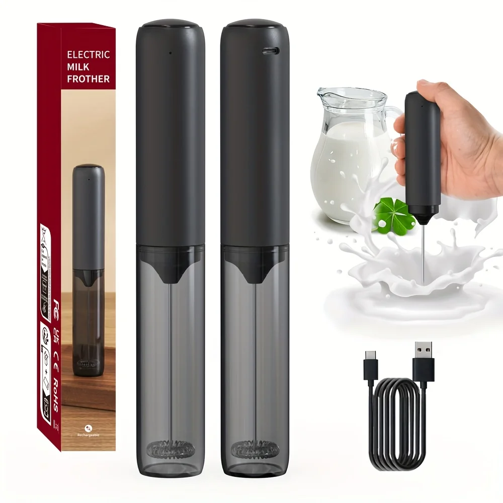 USB-wiederaufladbarer elektrischer Milchaufschäumer – dichter Schaumbereiter für Kaffee und Milchtee, mit Aufbewahrungsdeckel und Spritzschutz-Design