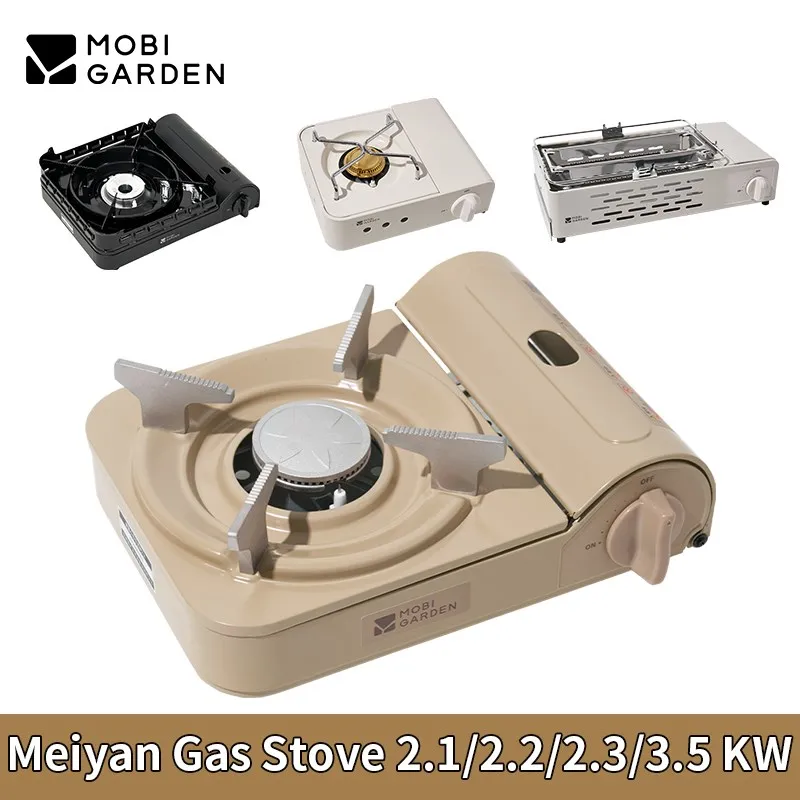 

MOBI GARDEN Camping Outdoor Gas Stove 2.1/2.2/2.3/3.5KW Cassette Furnace Portable Small/Large Multi Heater Burner Cookware ABS