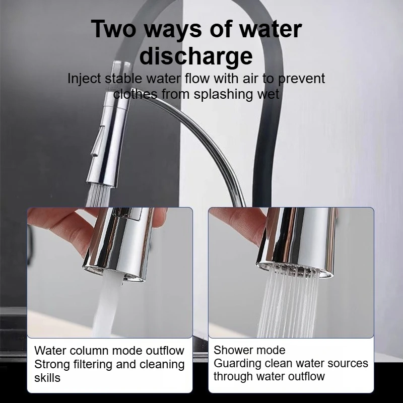 Kitchen Washing Basin Faucet, Household Stainless Steel, Cold and Hot Water, Universal Hose, Dual-purpose Vegetable Washing Sink