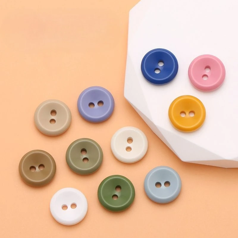 Round Color Shirt Button Children's Clothing Resin Button Men's and Women's White Shirt Professional Wear Two-eye Small Button