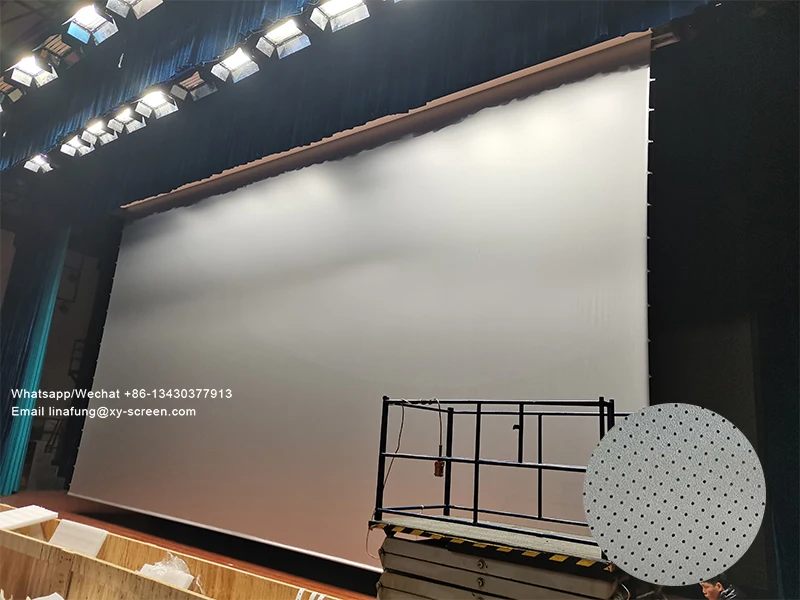 Large Venue 250 300 350 400 inch Electrical High Gain Acoustic Screen for Commercial Video Cinema Motorized Projection Screen