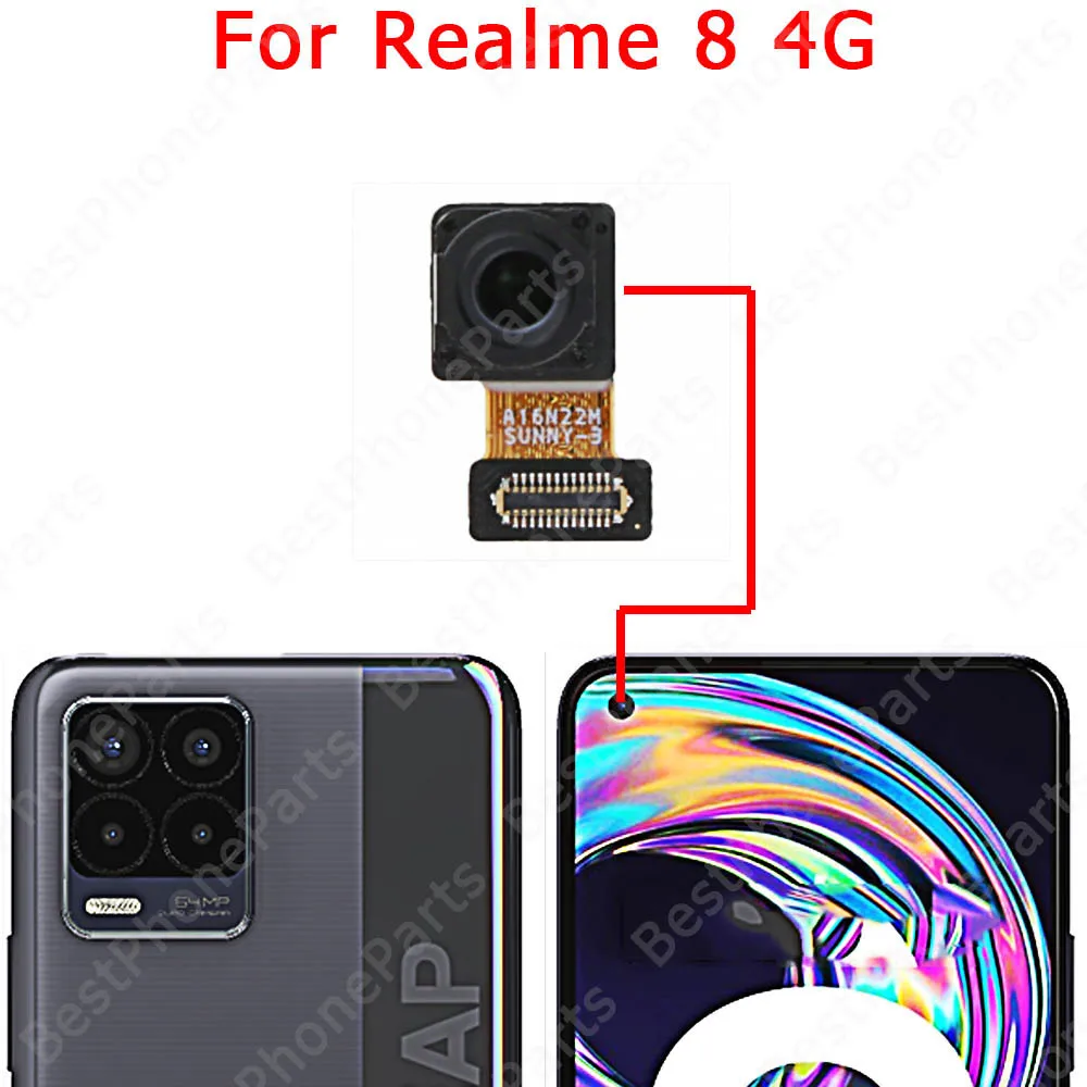 Front Facing Big Rear Camera Module For Realme 8 Pro 8i 8Pro 5G Selfie Back View Backside Camera Replacement Spare Parts Flex