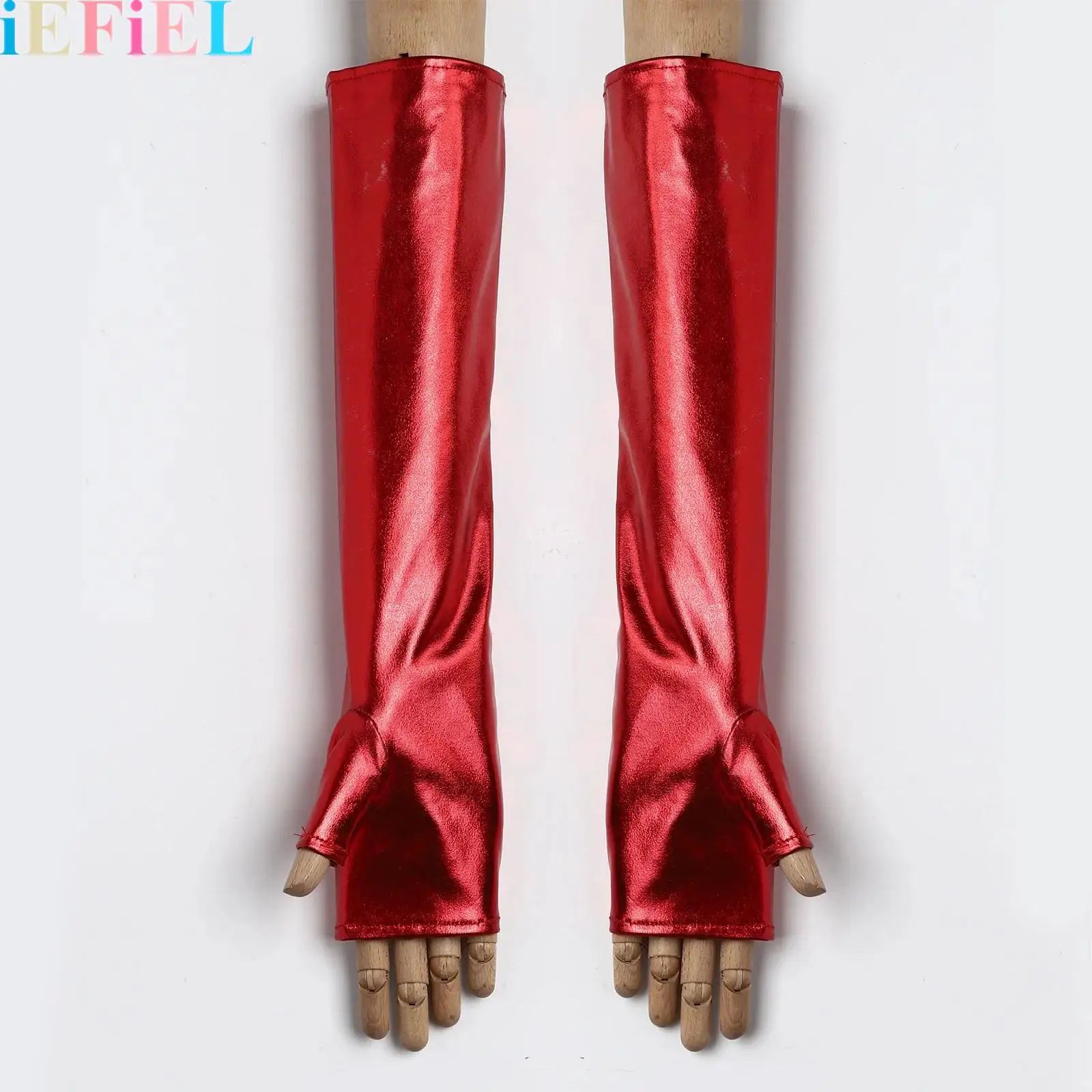 1 Pair Metallic Shiny Party Gloves Fingerless Arm Warmers Costume Accessories for Festival Stage Halloween Party