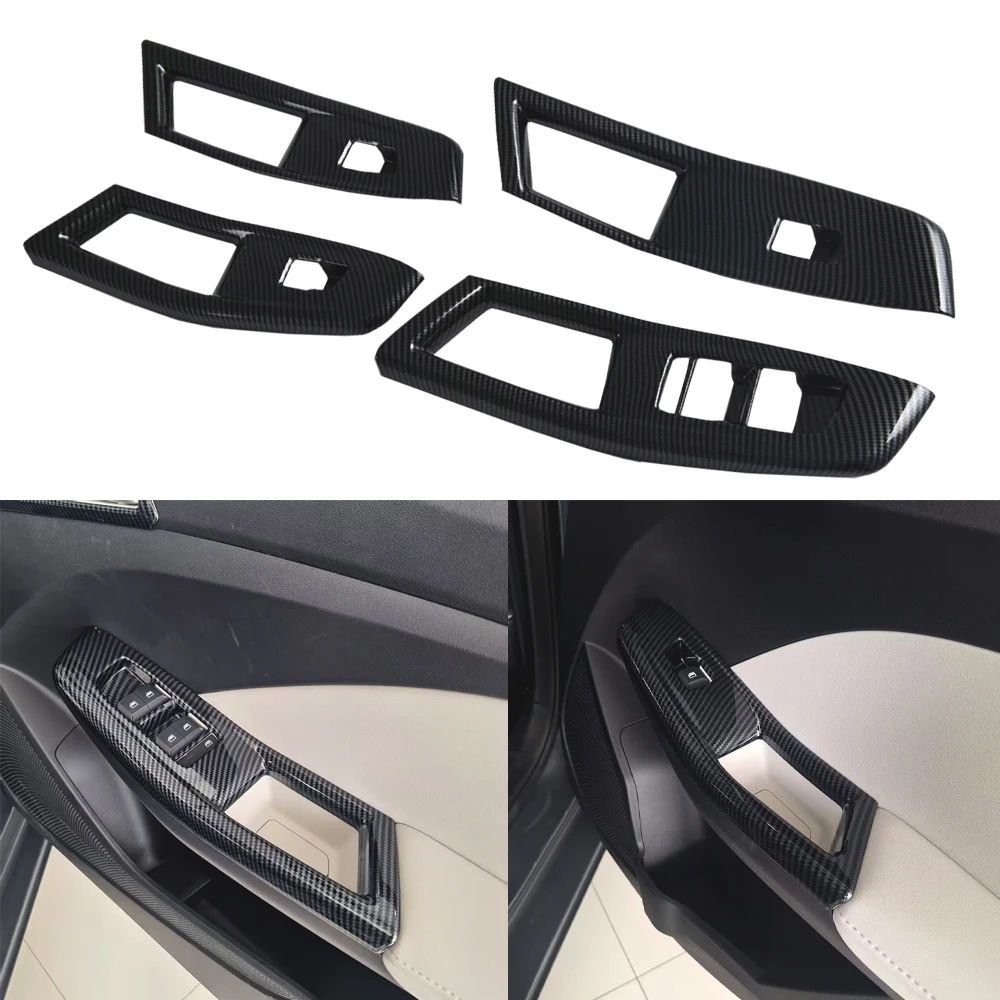 

For MG 3 2024 2025 2026 Carbon Fiber Car Window Lift Panel Cover Protection Auto Anti-scratch Inner Accessories Trim Stickers