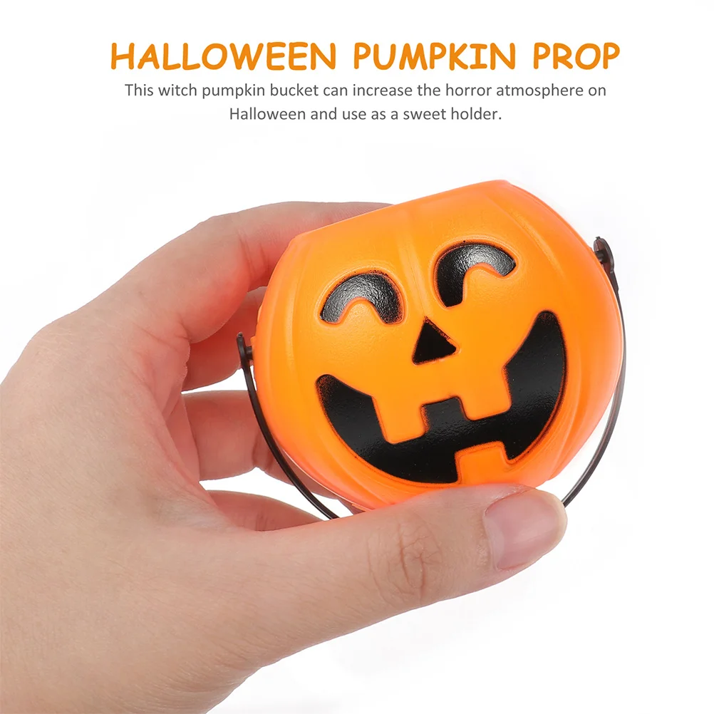 24 Pcs Halloween Pumpkin Bucket Candy Plastic Basket Containers Trick or Treat Storage Gift Miniature