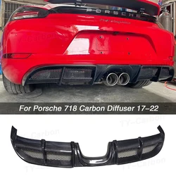 Real Carbon Fiber Rear Bumper Lip Diffuser for Porsche 718 Boxster Cayman 2016-2022 Middle Out Of The Back Lip FRP