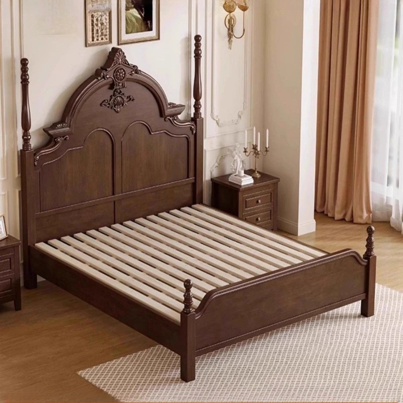 American country bed wood 1.8 meters retro French double bed bedroom high-end atmospheric camas individuales bedroom furniture