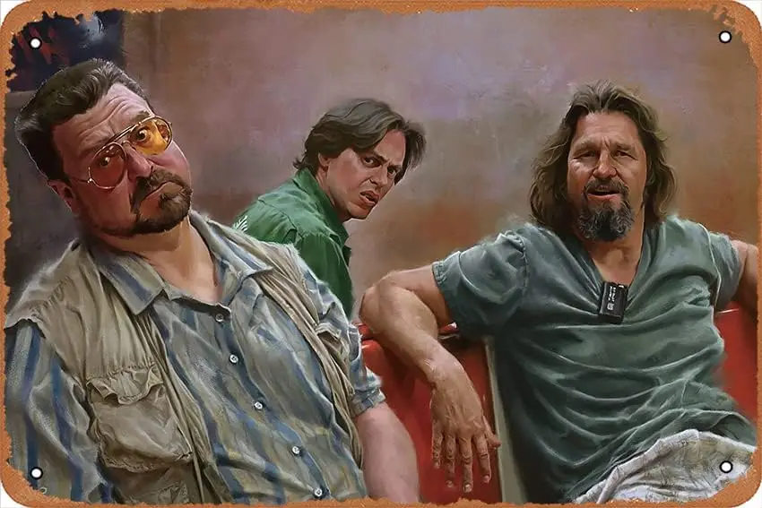 The Big Lebowski The Dude Walter Sobchak Movies Steve Buscemi Movie Poster Retro Metal Sign Funny Distressed Sign Retro Loo sign