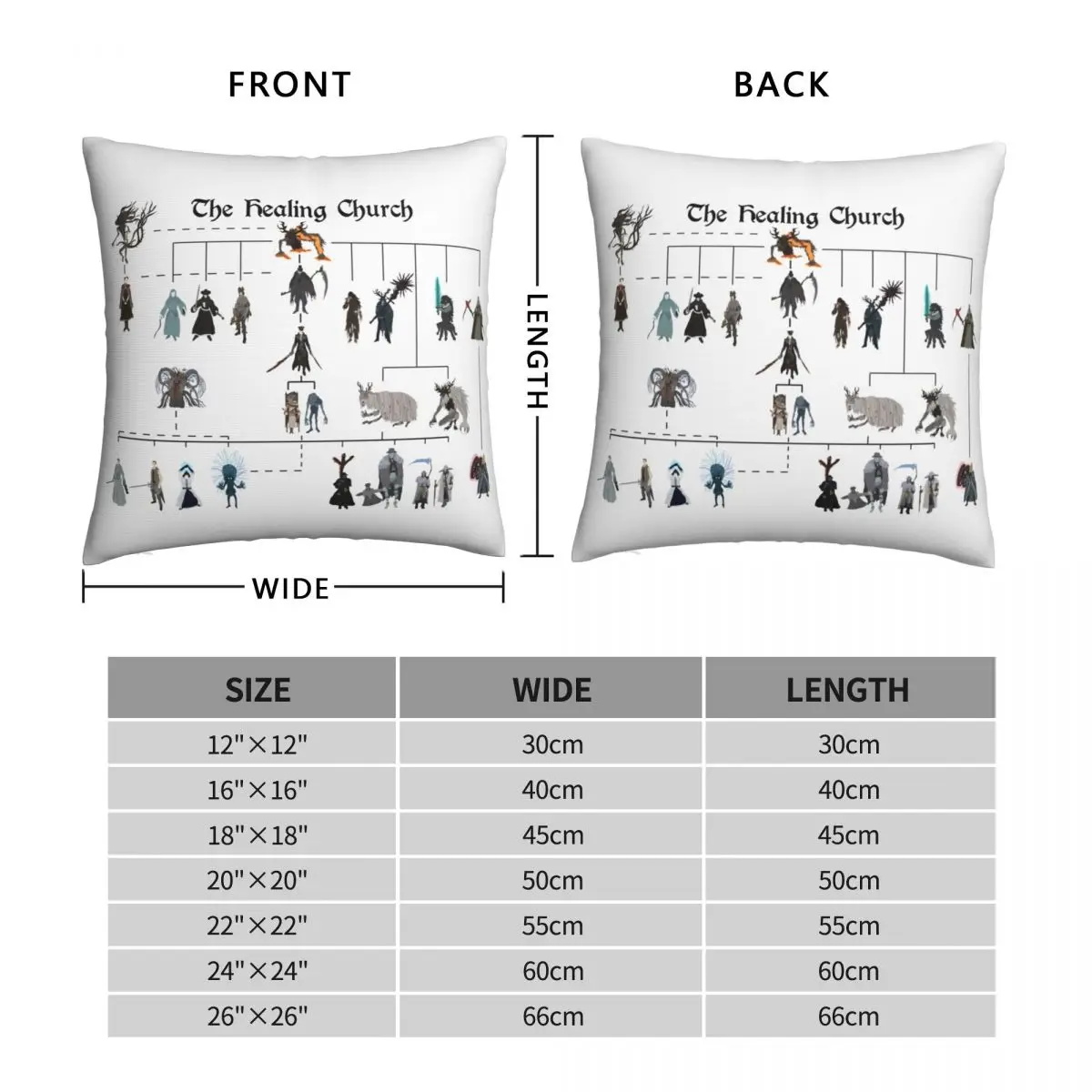 Bloodborne The Healing Church Square Pillowcase Polyester Linen Velvet Printed Decor Throw Pillow Case Home Cushion Cover 18