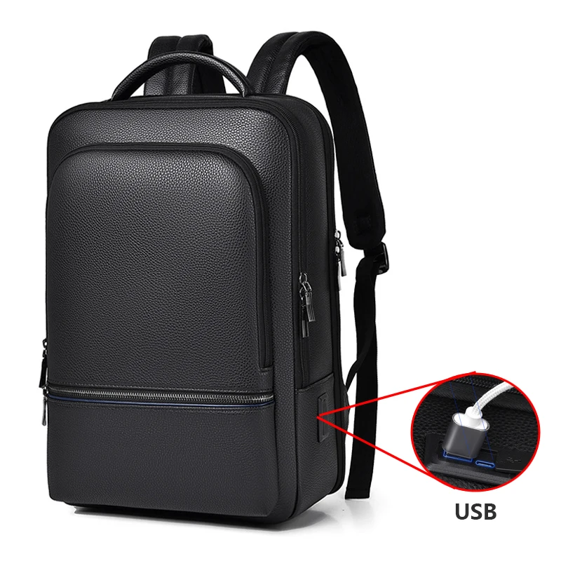 

Fashion Backpack Men's PU Leather Business USB Charging Executive Briefcase Office Travel Laptop Office Casual Back Pack Bag