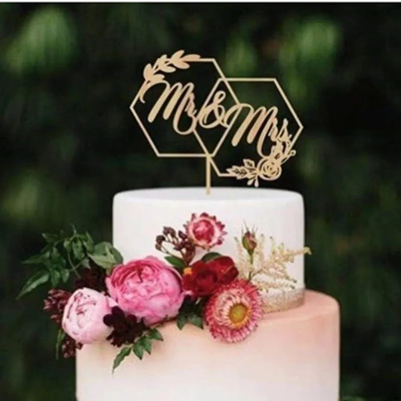 Wedding Decoration Gold Arcylic MR&MRS Always Happy Birthday Cake Toppers for Wedding Birthday Bridal Shower Cake Topper