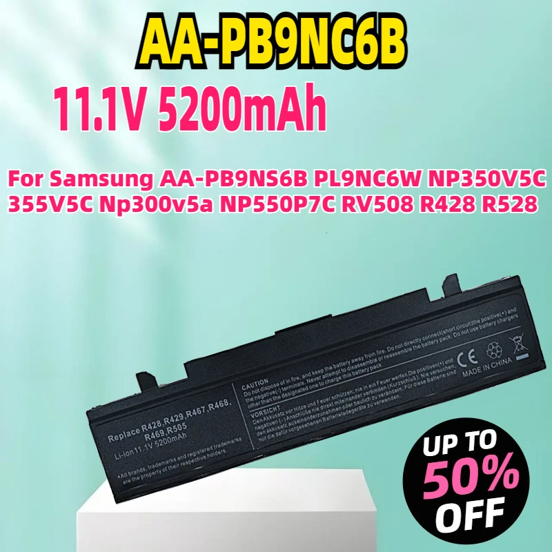 

New 11.1V 5200mAh Laptop Battery for Samsung AA-PB9NS6B AA-PB9NC6B PL9NC6W NP350V5C 355V5C Np300v5a NP550P7C RV508 R428 R528