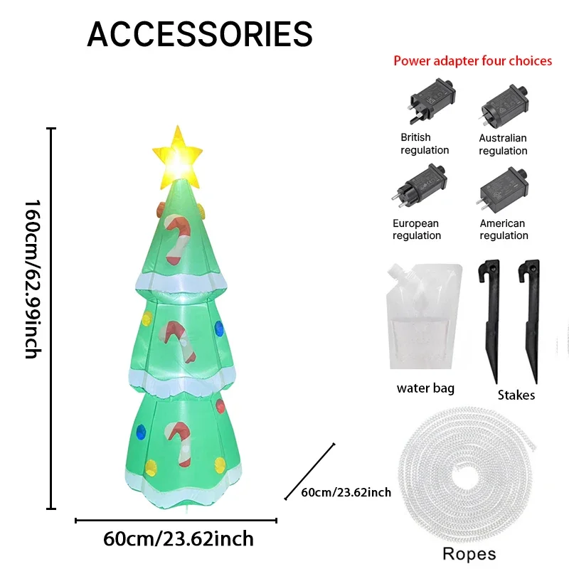 Juguetes inflables de Navidad de 4,92 pies con luz LED, suministros de árbol de estrella de Navidad, adorno para el hogar, regalo festivo, decoraciones de patio de Navidad