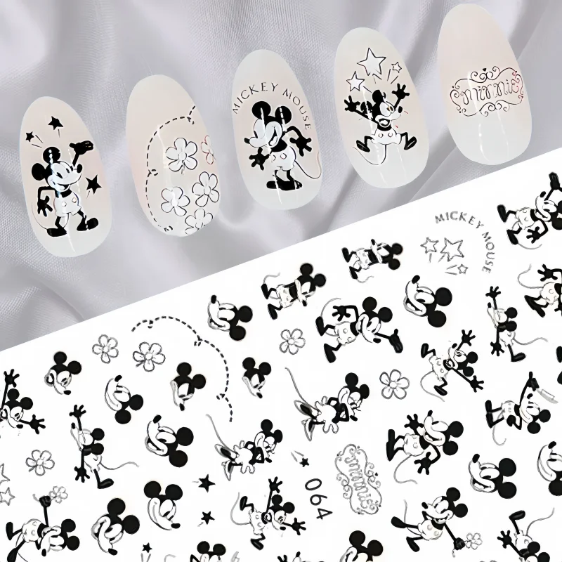 

Disney Black And White Mickey Mouse Mickey Nail Sticker Cute Cartoon Lilo & Stitch Donald Duck Sticker For Nails Press On Nails