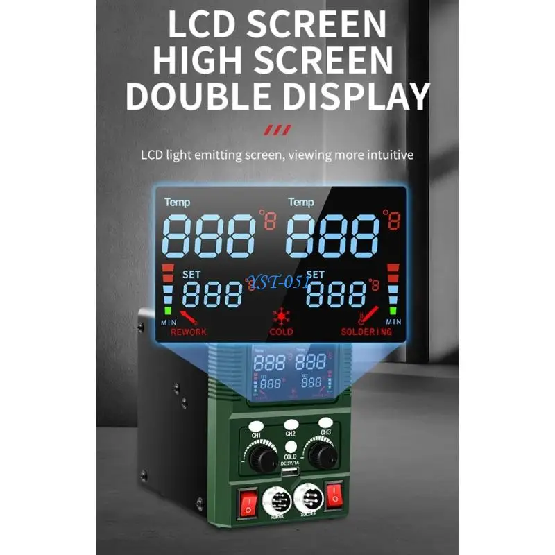 E15A 700W Soldering Station 2 IN 1 Hot Air Welding Electric Soldering Iron LCD Display