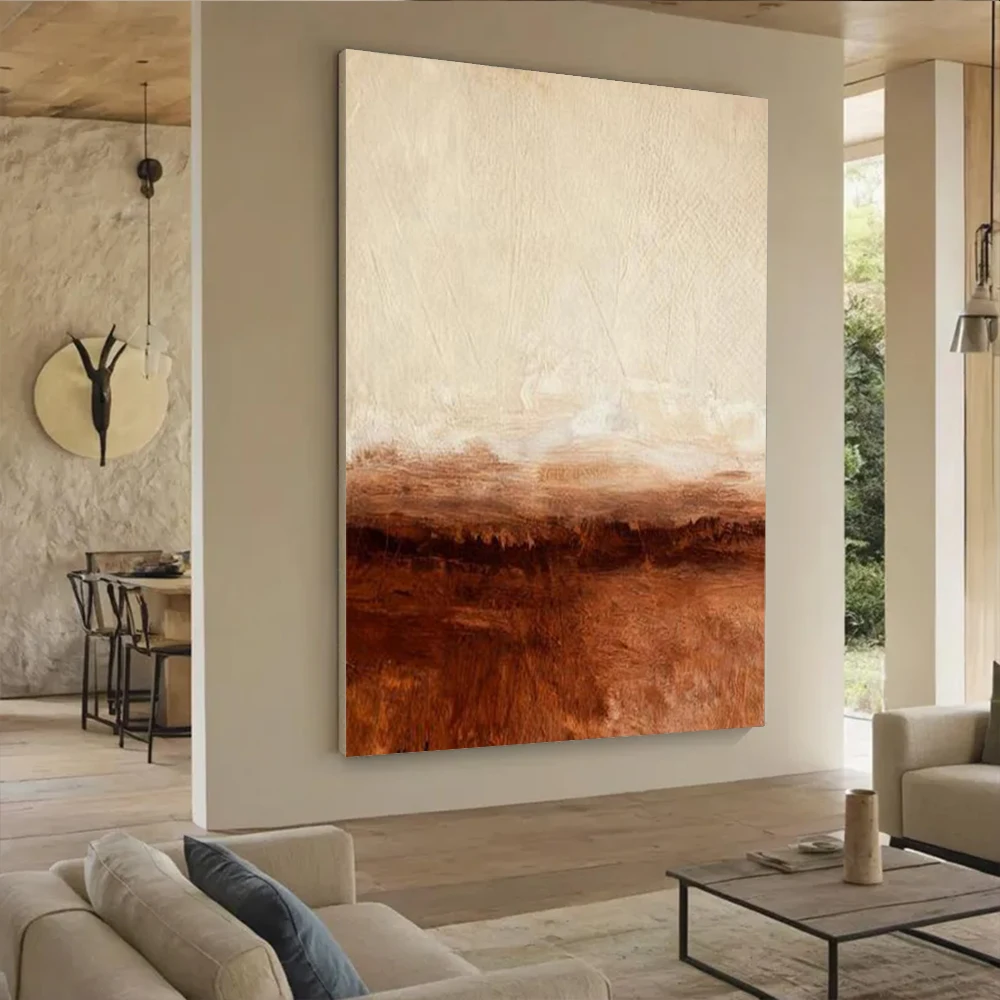 100% Handmade Abstract Oil Painting ins Horizon Landscape Wall Art Picture Big Mural for Home Living Room Decor on Canvas Image