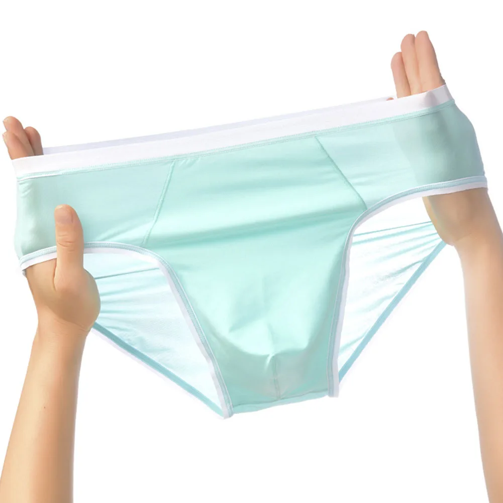 Men Elastic Underwear Ultra-Thin Breathable Ice Silk Briefs Low Waist Underpants Sissy Sexy Accessories For Men Unisex Panties