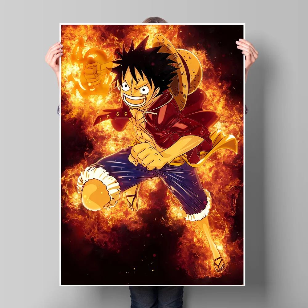 Element dekoracyjny na ścianę z anime One Piece, ikoniczny wygląd Luffy'ego, wysokiej jakości nadruk, dekoracja domu dla miłośników mangi