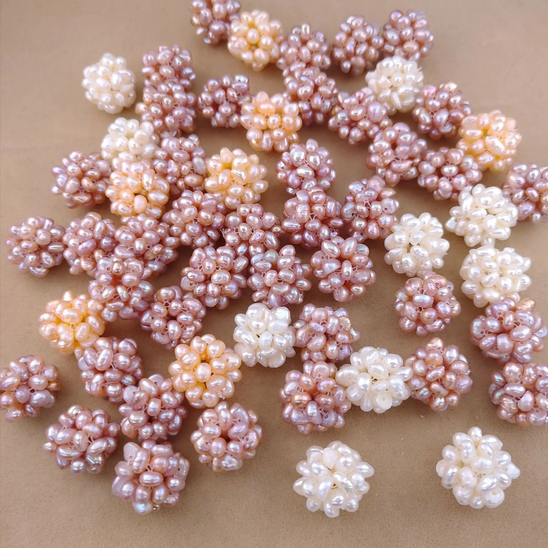 Freshwater Pearl Ball Pendant Round Pearl Flower Beads Natural Pearl Ball Shape Charms For Jewelry Making Earrings DIY Necklace