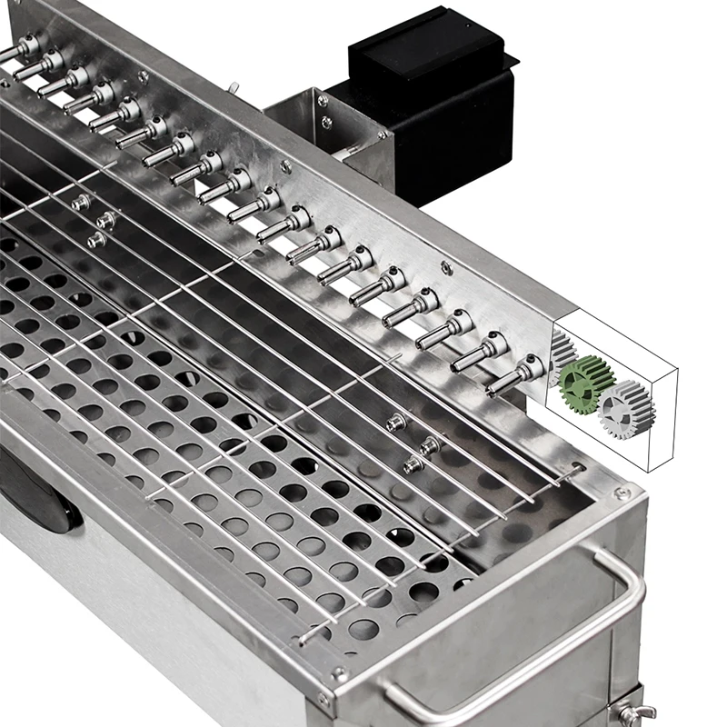 شواية سيخ من الخيزران 20/40، ماكينة سيخ دوارة أوتوماتيكية بالكامل، شواية منزلية متعددة الوظائف في الهواء الطلق