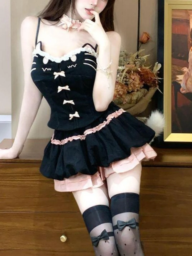 Cami Top Lace - Summer Kawaii Cute Cartoon Cat Lace