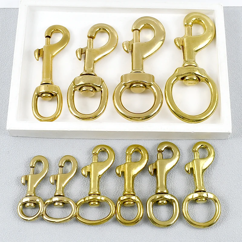 

1/2Pcs 10-30mm Pure Brass Carabiner for Dog Collar Buckles Bag Strap Swivel Lobster Buckle Trigger Snap Hook Keychain Clip Clasp