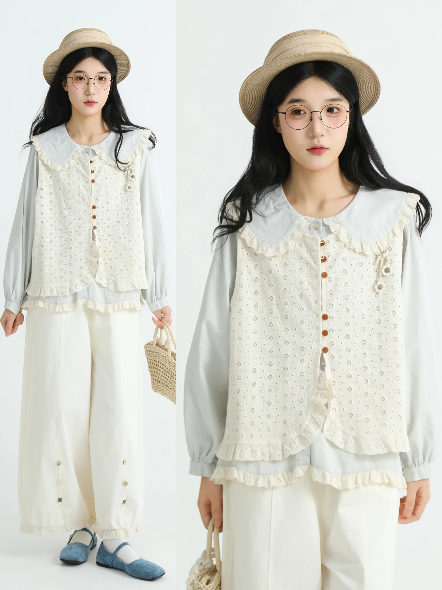 

Женский жилет с ажурными вставками и кружевом BOUREN, из смесового хлопка, теплый, повседневный, свободного кроя, на одной пуговице, весенний сезон