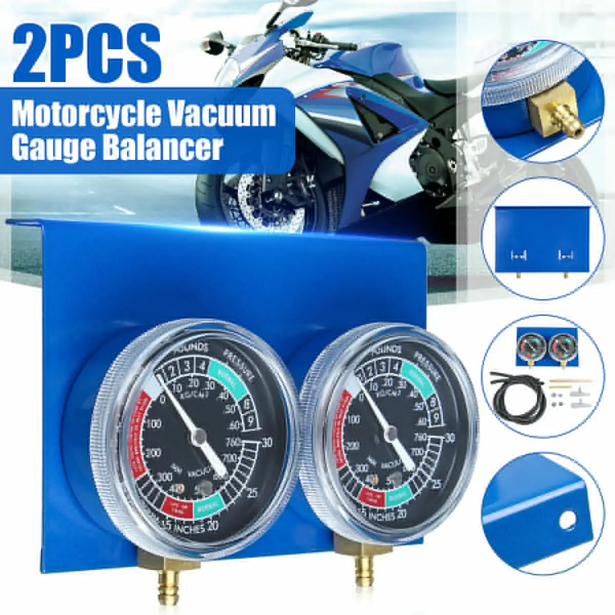 2/4 Cylinder Motorcycle Carburetor Carb Vacuum Gauge Balancer Synchronizer W/Hose Kit Motorcycle Fuel Vacuum Gauge