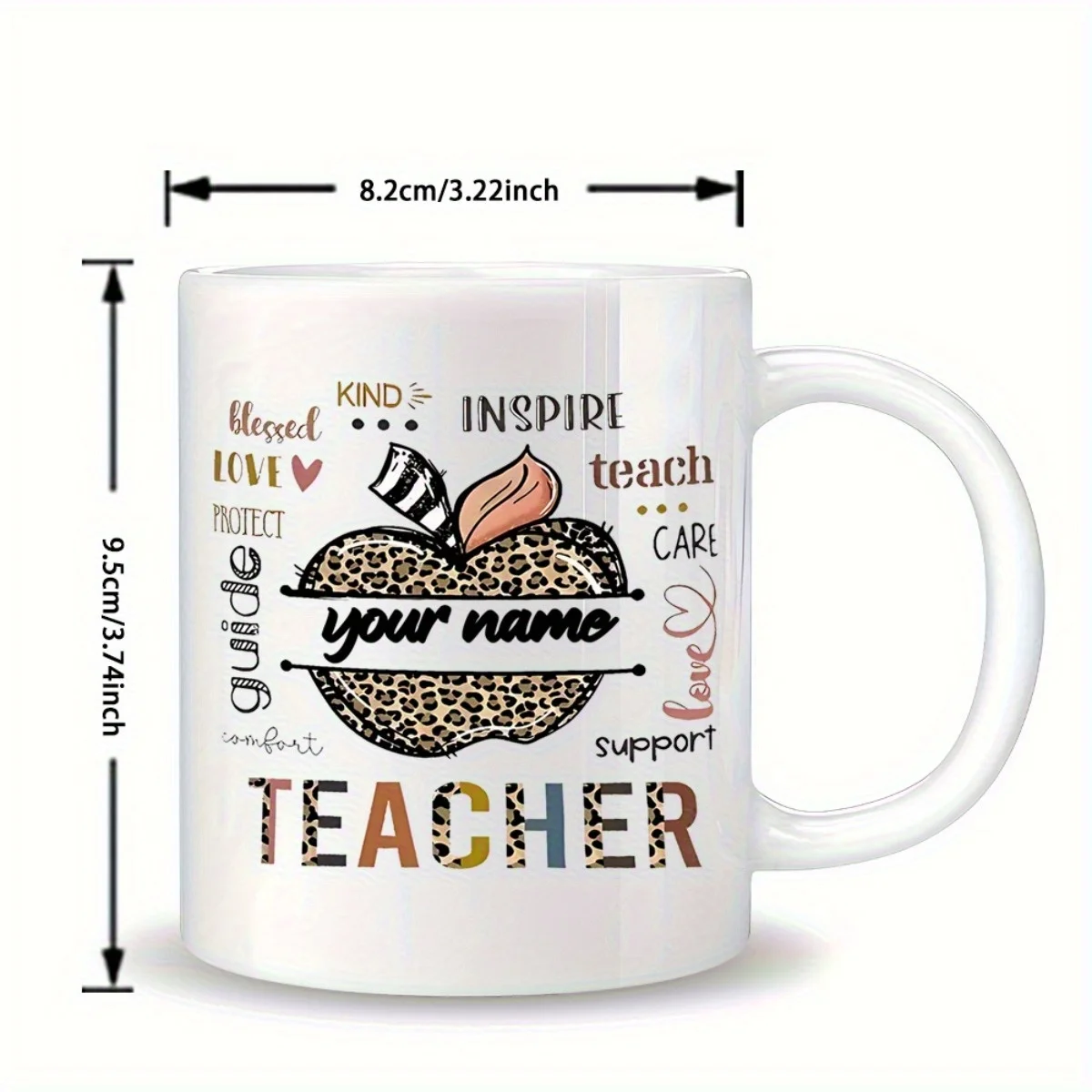 Custom Name Happy Teacher Day Mug 7 Colors 11oz Ceramic Coffee Cup Dishwasher Safe Gift for Favorite Teacher