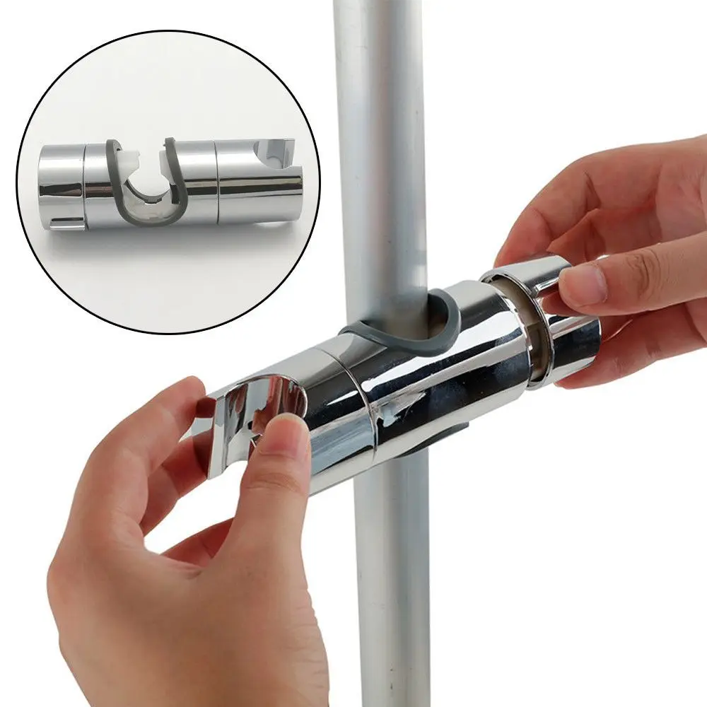 

Adjustable ABS Chrome Shower Rail Head Slider Holder Base Bracket Slide Clamp
