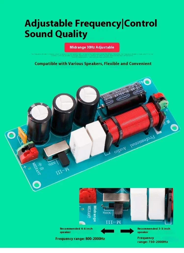 Car Midrange Crossover Speaker 1 Way Mediant Mid Frequency Divider For 2-6.5 Inch Speaker Filter High-fidelity Upgrade Car Audio