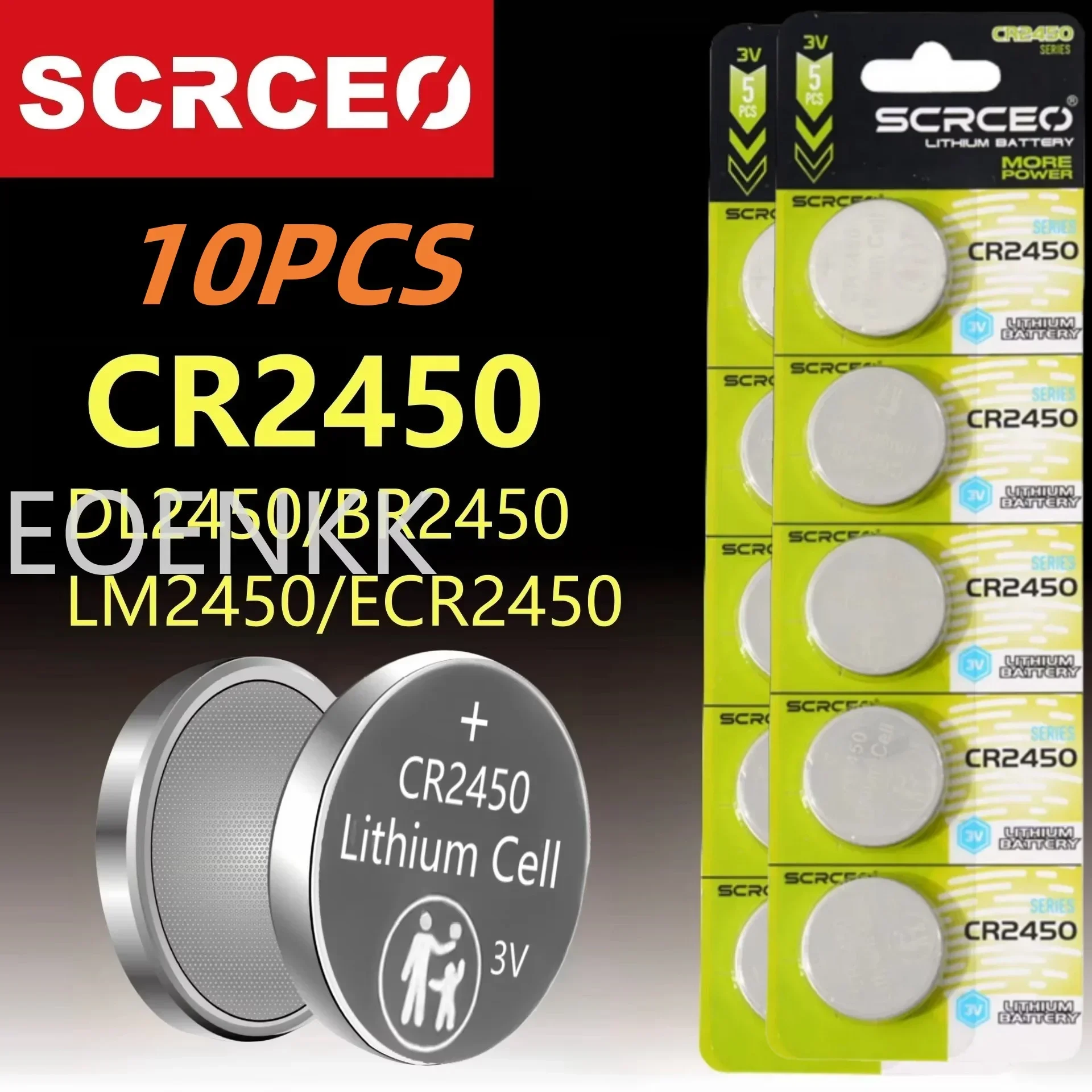 

10PCS CR2450 3V Lithium Battery DL2450 BR2450 LM2450 KCR5029 For Toy Car Key Remote Control Watch LED Light Button Coin Cells