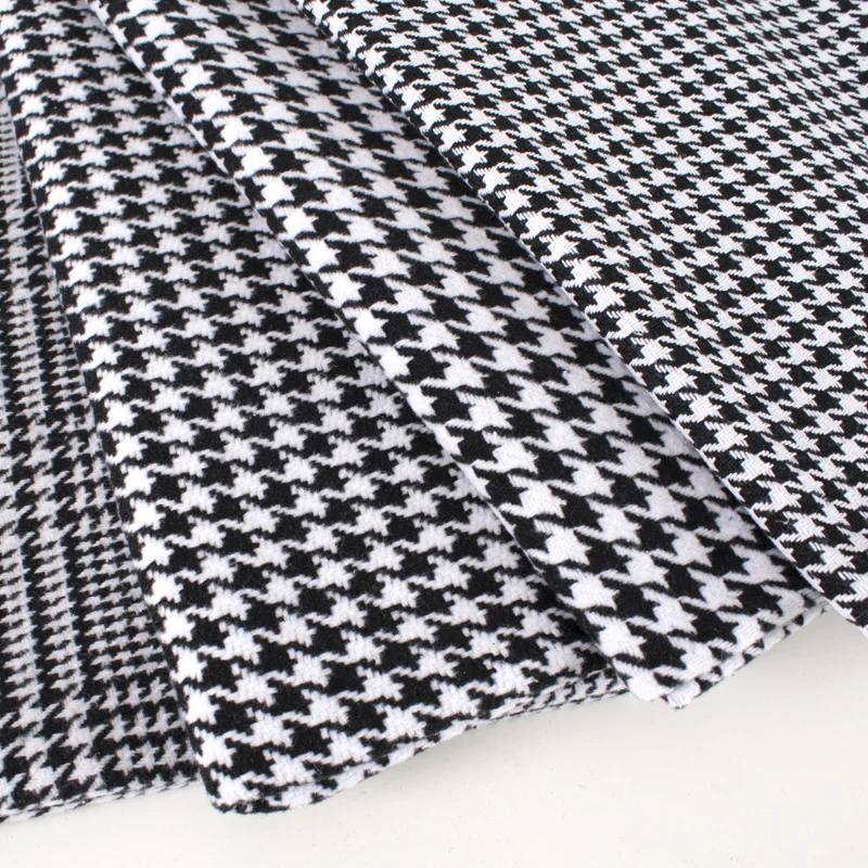 50*150cm Classic Thickened Houndstooth Fabric Wool + Polyester Coarse Spinning Woolen Coat DIY Clothing Sewing Fabric 700-760g/m