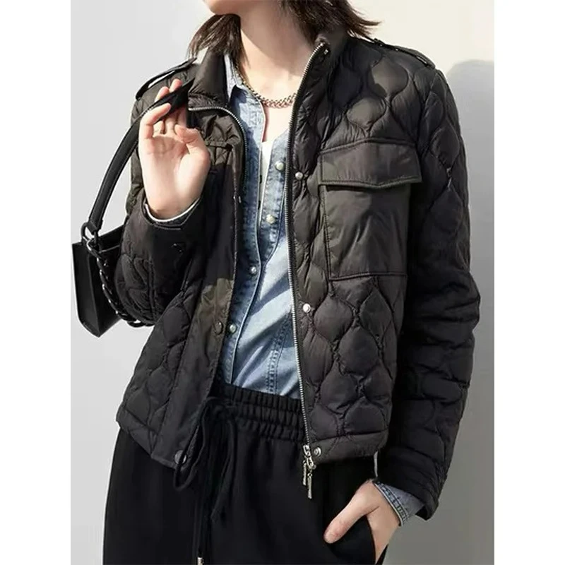 2025年冬 レディース 90%ダックダウンコート ターンダウンカラー パーカー ヴィンテージ 軽量 女性用 ダウンジャケット 暖かいアウター