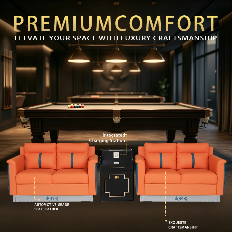Floor Base 2 + 2 Commercial 2 Seats Square Tube Billiard Sofa