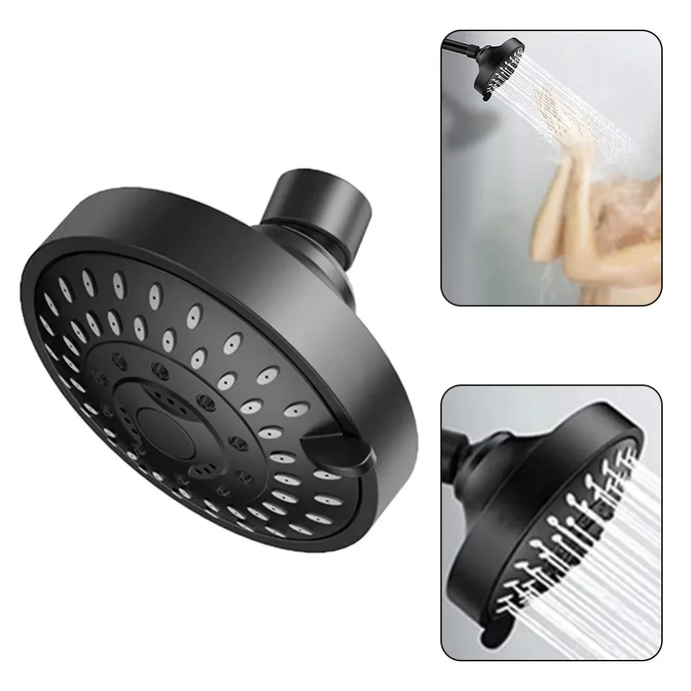 4 Inch High Pressure ShowerHead 5 Modes Adjustable Water-Saving Fixed Shower Head Rainfall Mode Overhead Showerhead